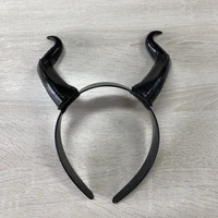 Women Black Queen Witch Demon Horns Headpiece Cosplay Animal Antelope Devil Headdress Christmas Halloween Party Costume Headband 4