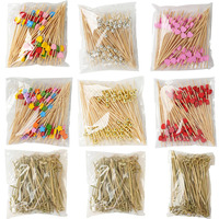 Disposable Bamboo Sticks Pearl Cocktail Sticks Buffet Fruit Fork Suitable For Wedding Birthday Party Decoration Camping Tools