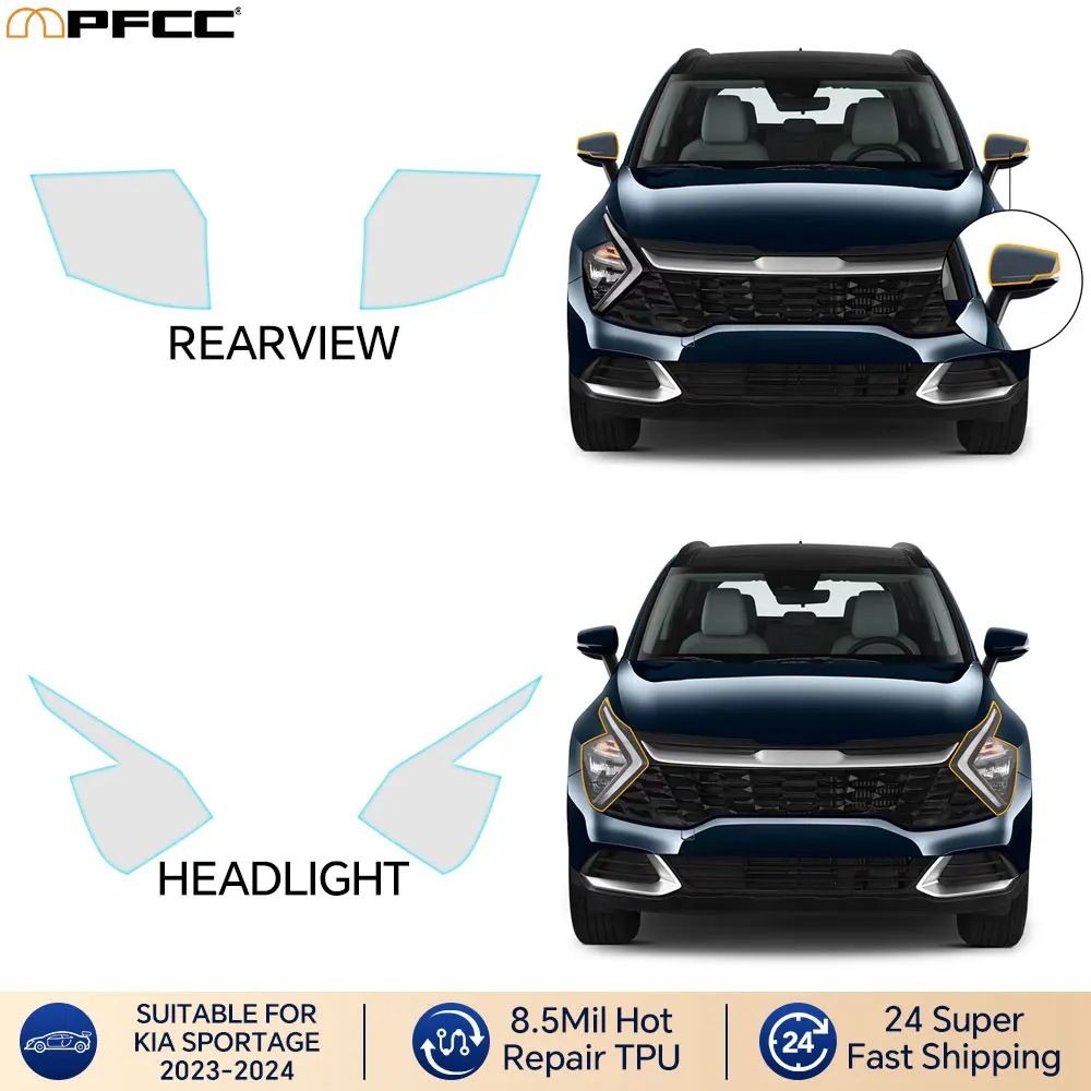 

For KIA Sportage 2023 2024 PPF Pre Cut Headlight Rearview Protection Film Car Sticker Kit Anti-scratch Protective Accessories