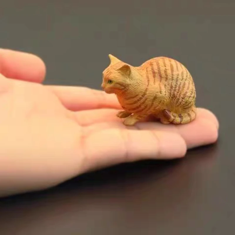 

Handmade Realistic Mini Orange Cat Figurine Cute Kitten Collectible Palm-Sized Miniature Decor Gift for Cat Lovers DIY Craft