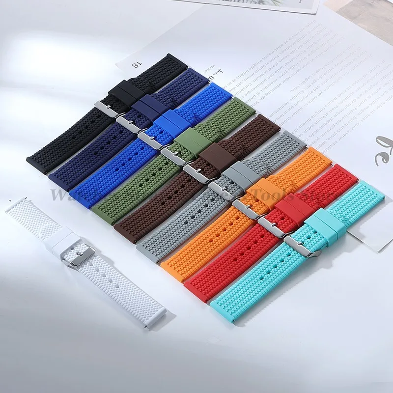Soft Silicone Watch Bands Quick Release Rubber Watch Strap 18mm 20mm 22mm 24mm for Omega for Huawei Watch Replacement Wristband image 2