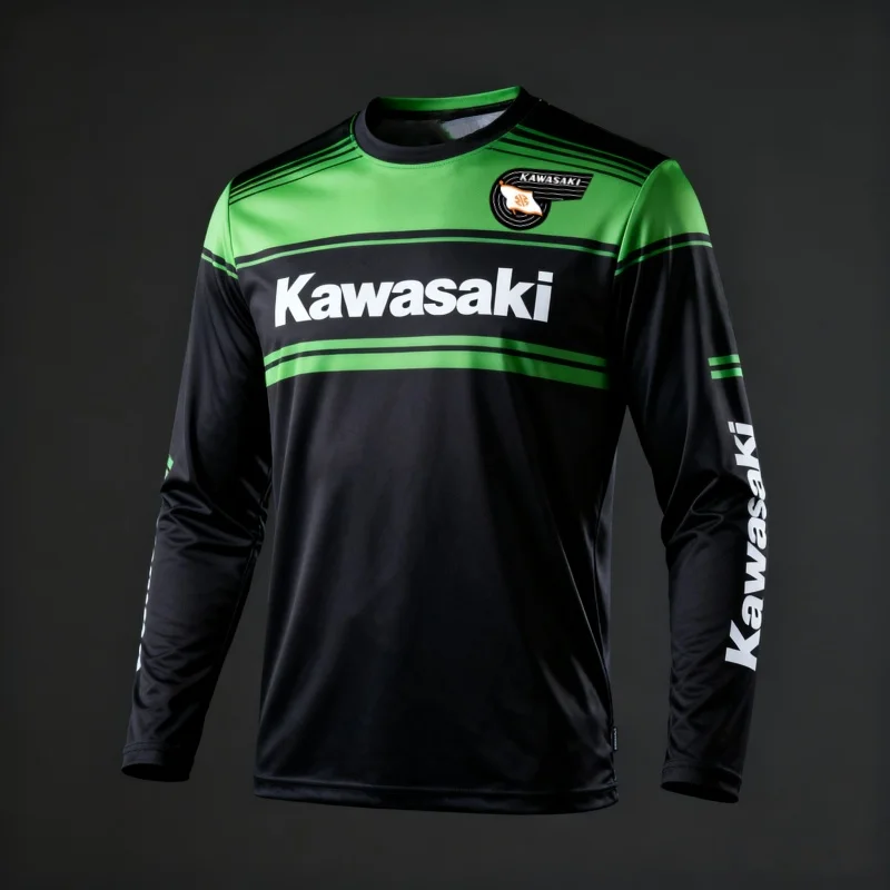 

Kawasaki Футболка с длинными рукавами для езды на мотоцикле по бездорожью, мужской топ с 3D принтом для горного велосипеда, дышащий и быстросохнущий