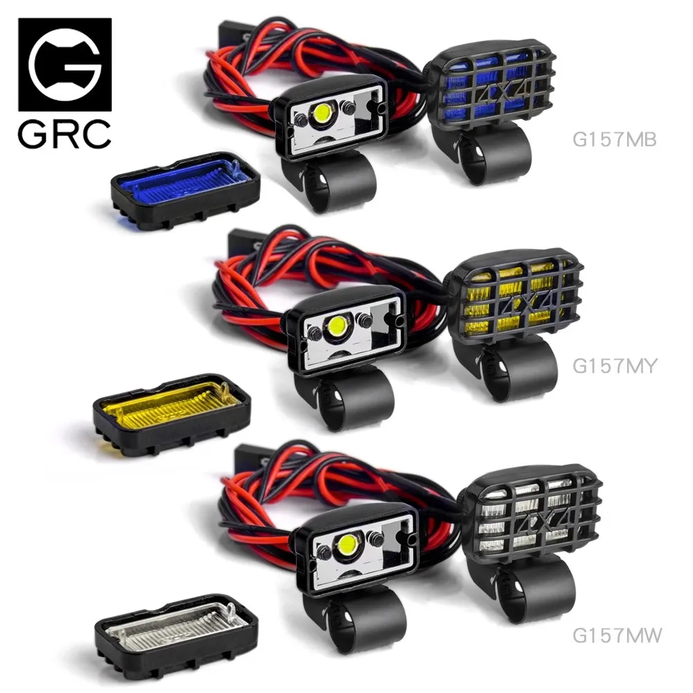 GRC 17mm rectangular lampshade spotlight probe headlight yellow fog light applied to 1/10 RC covered car TRX-4 SCX10