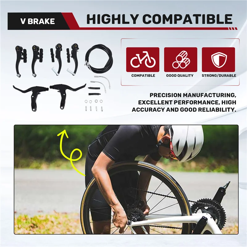 

A99I-комплектный комплект для горного велосипеда Mtb, V-тормоз + внешние тросы + рычаг + передний и задний тормозной трос, аксессуары для велосипедных тормозов