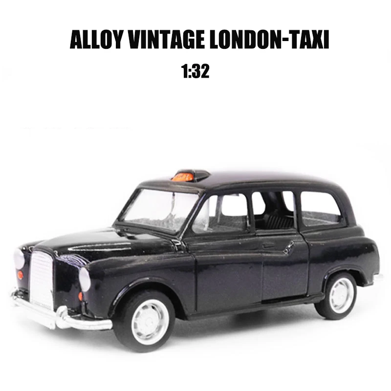 1:32 Alloy Diecast Vintage London-Taxi Car Model doors open Classic Pull Back Miniature Vehicle Replica For Collection Gift