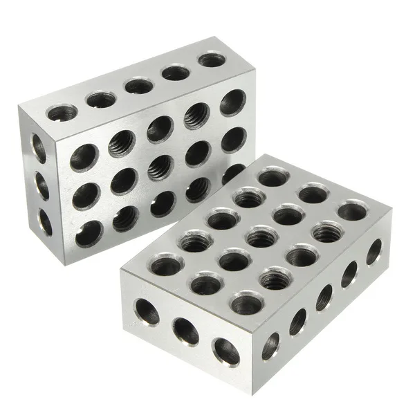 2pcs Hardened Steel Blocks 0.005mm Precision 23 Holes Parallel Clamping Block Milling Tool 25-50-75mm Block Set