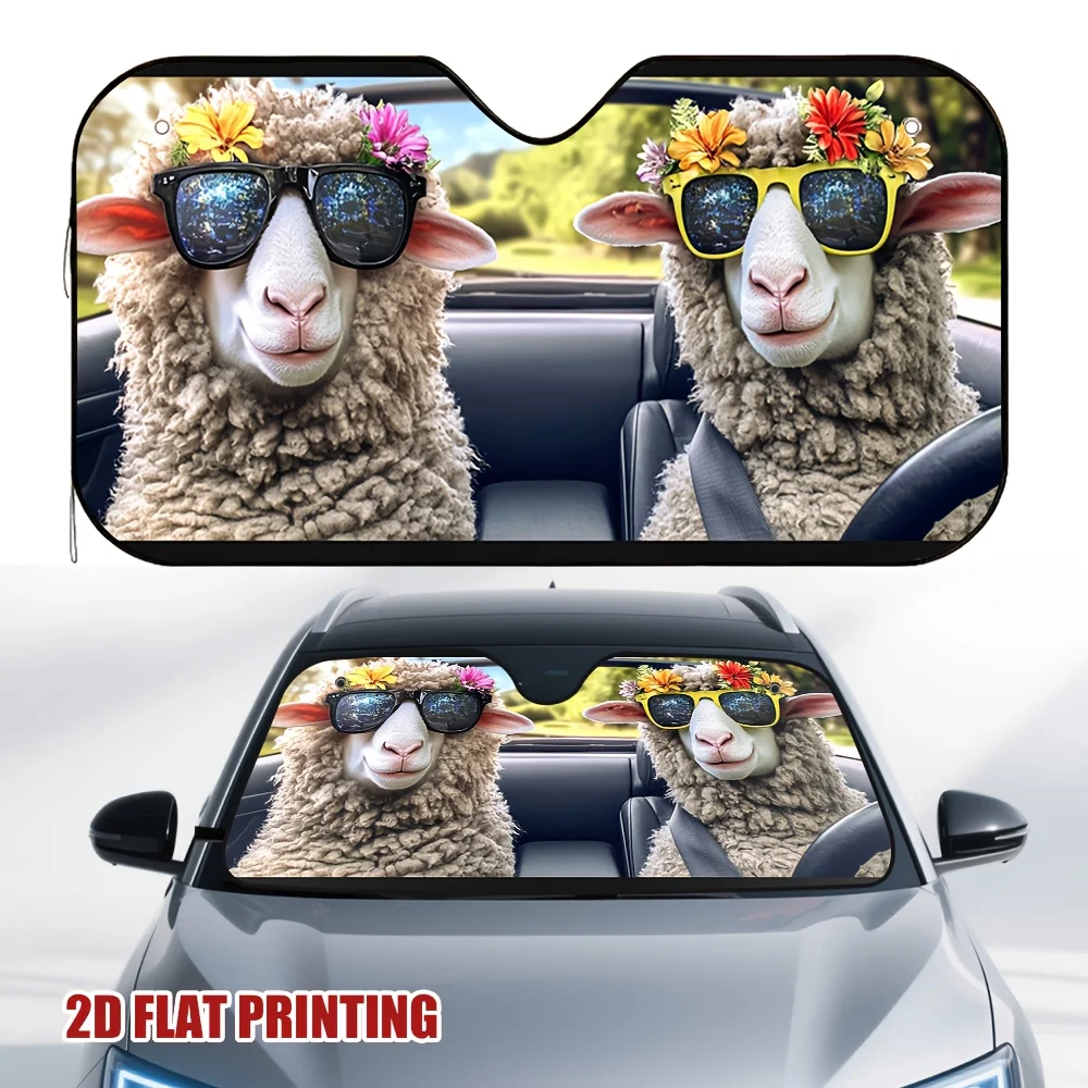 1pc Cool Sheep Road Trip Car Sun Visor, Perfect For Hot Days, Quickly Reduces Sunlight Intensity And Maintains A Cool Environmen