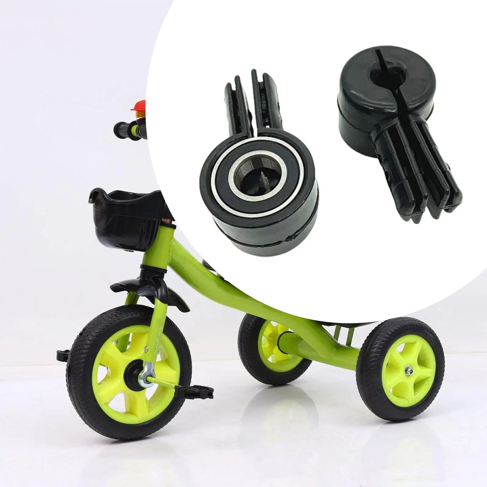 2x محامل دراجة ثلاثية العجلات للأطفال، محامل دراجة للأطفال، محمل العجلات الأمامية والخلفية غير قابل للانزلاق