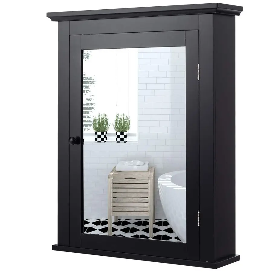 

Bathroom Cabinet with Mirror, Mirrored WallMounted Storage Medicine Cabinet w Single Door amp Adjustable Shelf in 5 Positions, M