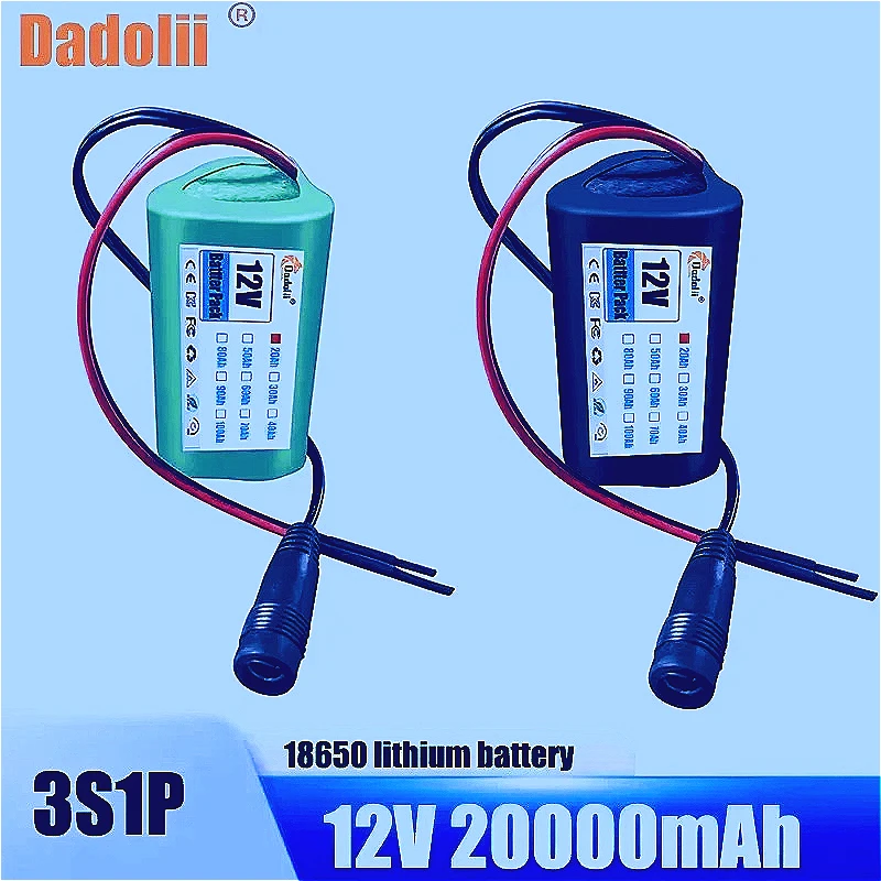 

12V 18650 Battery Pack 2000mah 3S1P Li-ion Rechargeable Batteries with BMS Lithium Cells Protection Board +12.6V Charger