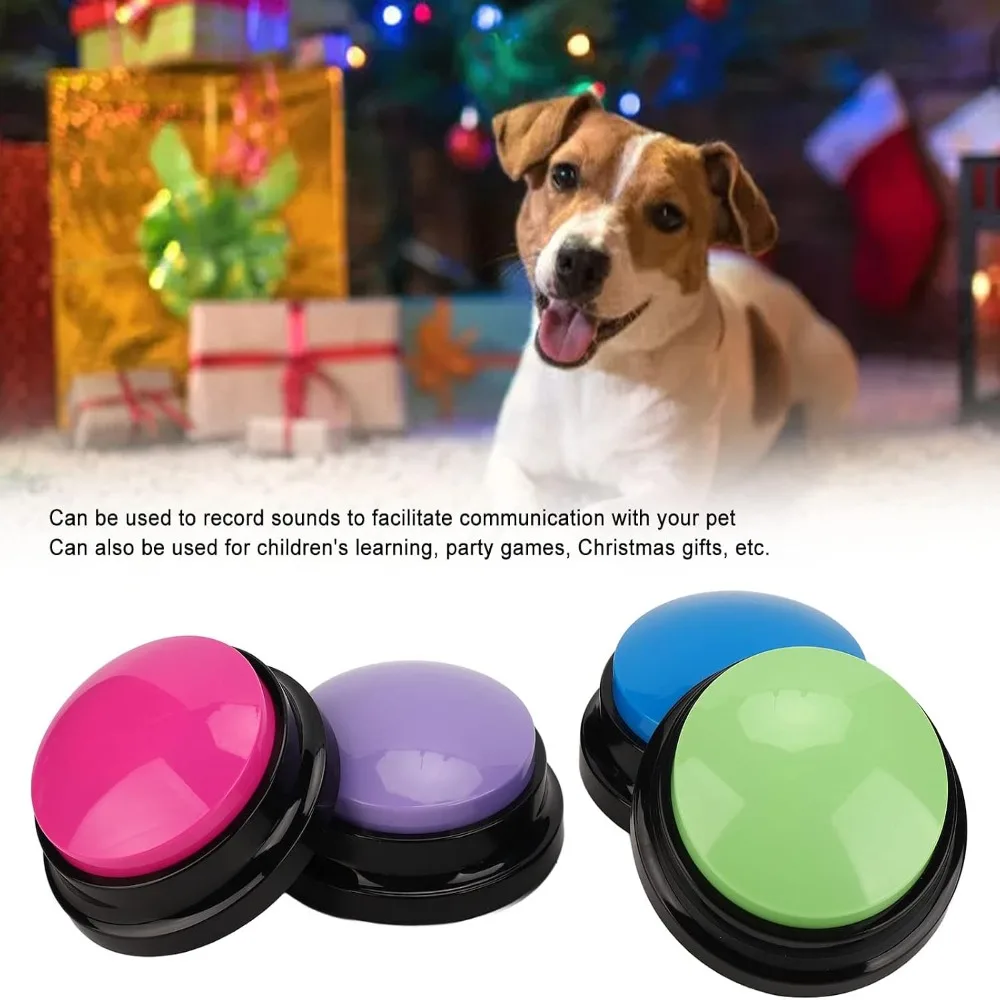 4pcs Clear Recording Record Talking Buttons Easy Setup ABS Pet Communication Buttons Bright Color Durable Recordable Buttons