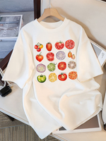 Tomato Variety Collection Chart T Shirt Female Summer Fashion Clothes Cotton Street Short Sleeve Casual Hip Hop T-Shirts