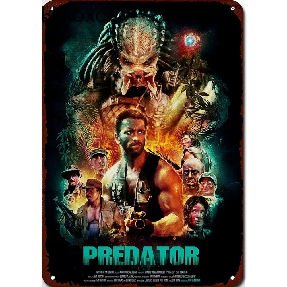 لافتة قصدير كلاسيكية من سلسلة أفلام Predator - لوحة ديكور معدنية لملصق الفيلم، مثالية لسيارة Garage Bar Cinema Deco
