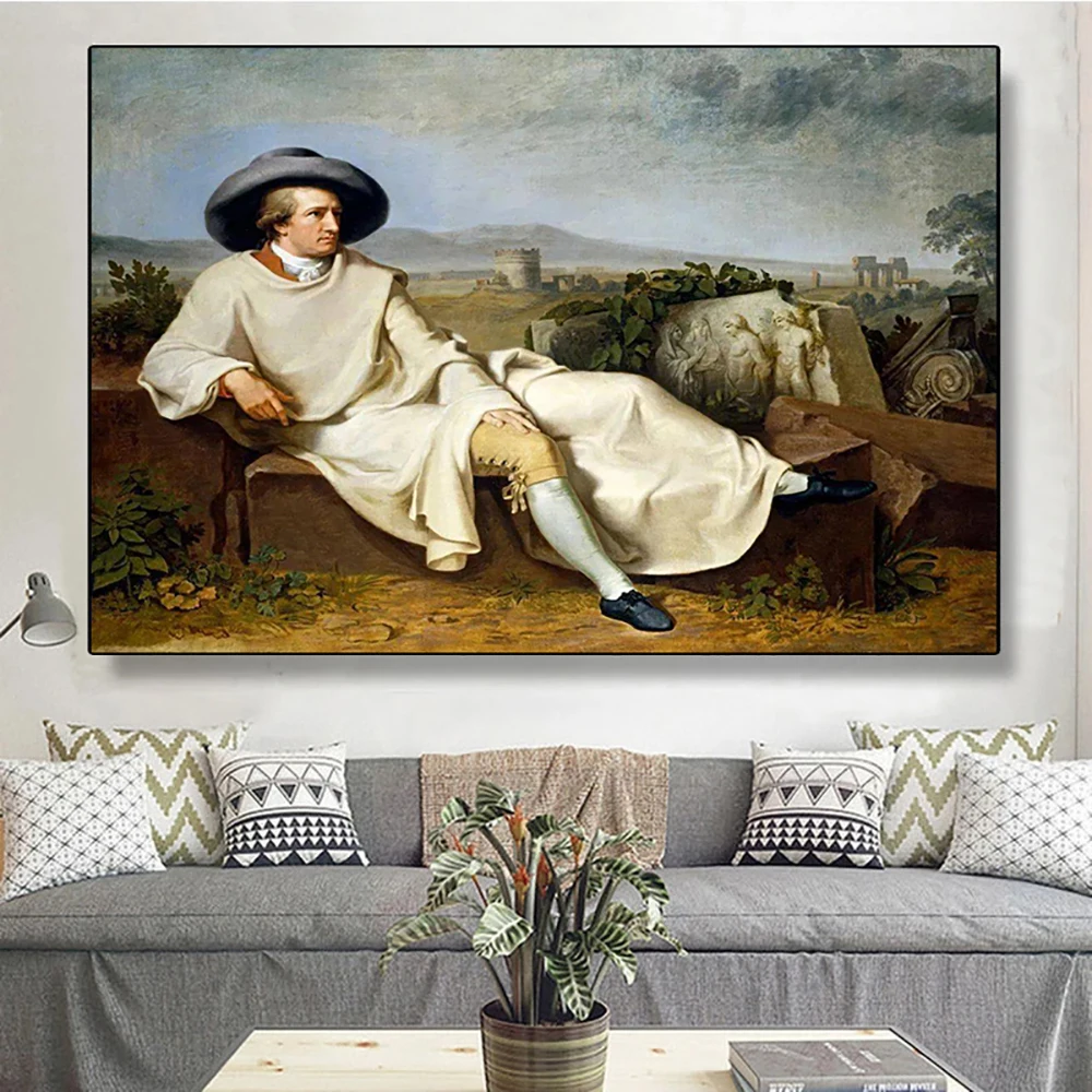 Famous Painting Goethe in the Roman Campagna Canvas Prints Funny Wall Art Vintage Decoration Picture For Interior Room Decor