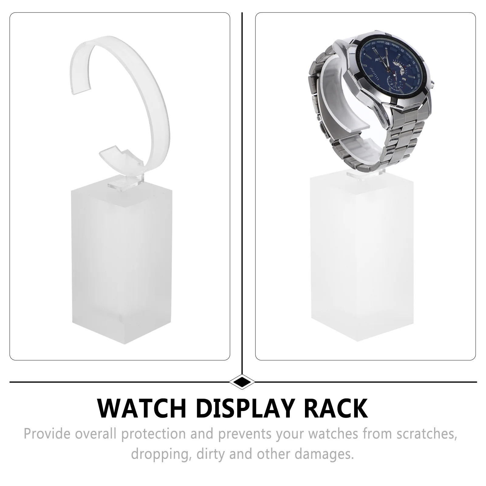 3pcs 3 Sizes Acrylic Base Watch Display Stand C Ring Holder For Bracelets Watches Jewelry Organizer Rack Protective Showcase