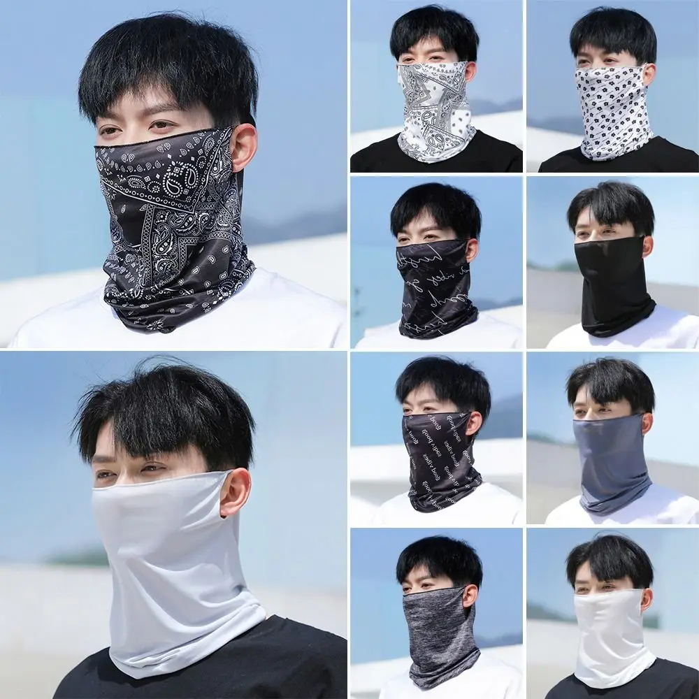 

Bicycle Headwear Breathable lce Silk Bandana Elastic Hanging Ear Cycling Balaclava Face Cover Scarf Men Women