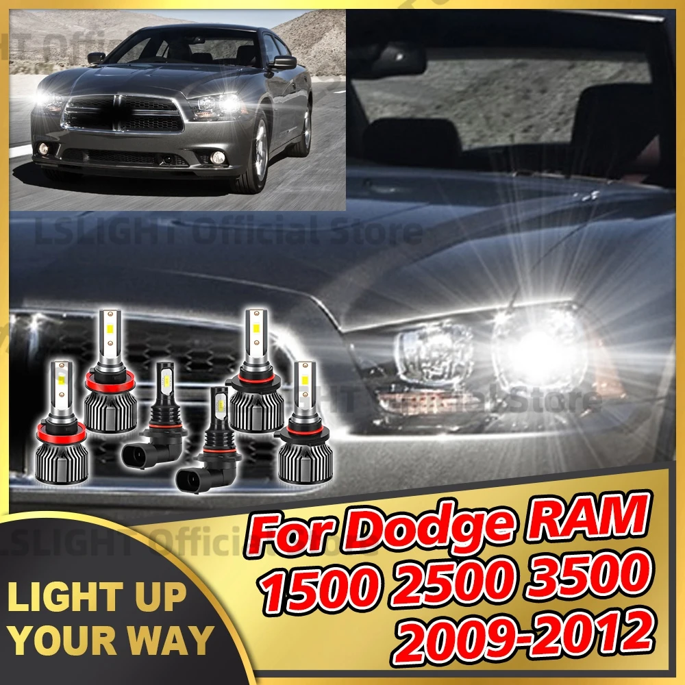 

2/6x для Dodge RAM 1500 2500 3500 2009 2010 2011 2012 - светодиодные 20000LM 120 Вт автомобильные турбо-фары 6000K 12 В противотуманные фары