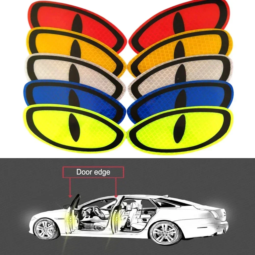 1Pair Car Reflector Sticker Night Driving Safety Decal Motorcycle Trailer Cat Eye Reflective Safety Warning Tape Decoration