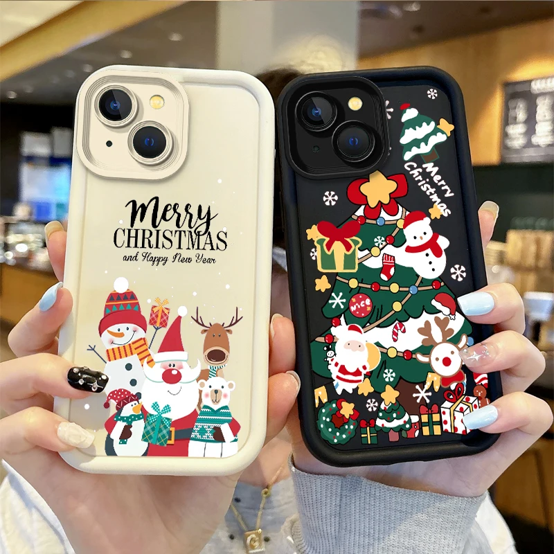 

Christmas Santa Claus Print Phone Case For iPhone 16 Pro Max Case 15 14 13 12 11 Pro XR X XS Max 8 7 Soft Liquid Silicone Cover