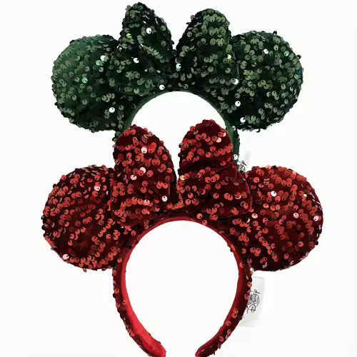 2026 Mickey Mouse Ears Headband 2025 Cinderella Rapunzel Princess Bow Minnie Ear Headwear for Adult Kids Holiday Hairband - Image 23