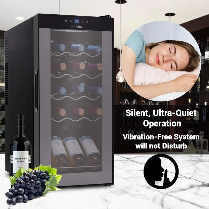 15 Bottle Slim Wine Fridge,Red & White Wine Chiller,Adjustable Temperature Control 41°F to 64°F,Ultra Quiet Operation