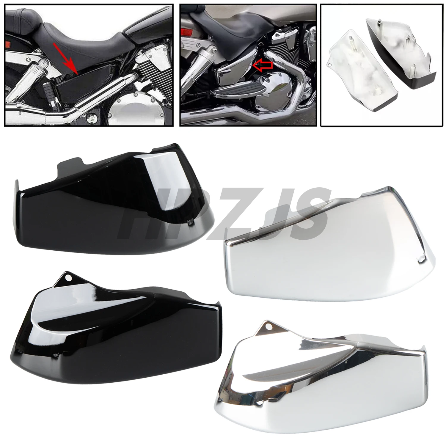 

Gloss Black/Chrome ABS Plastic Battery Side Fairing Cover For Honda Motorcycle VTX1800F VTX1800S VTX1800R VTX1800N