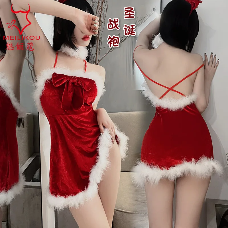 

New Christmas plus size halter nightdress, Halloween sexy dress, 'fun underwear, home hot temptation outfit 1884