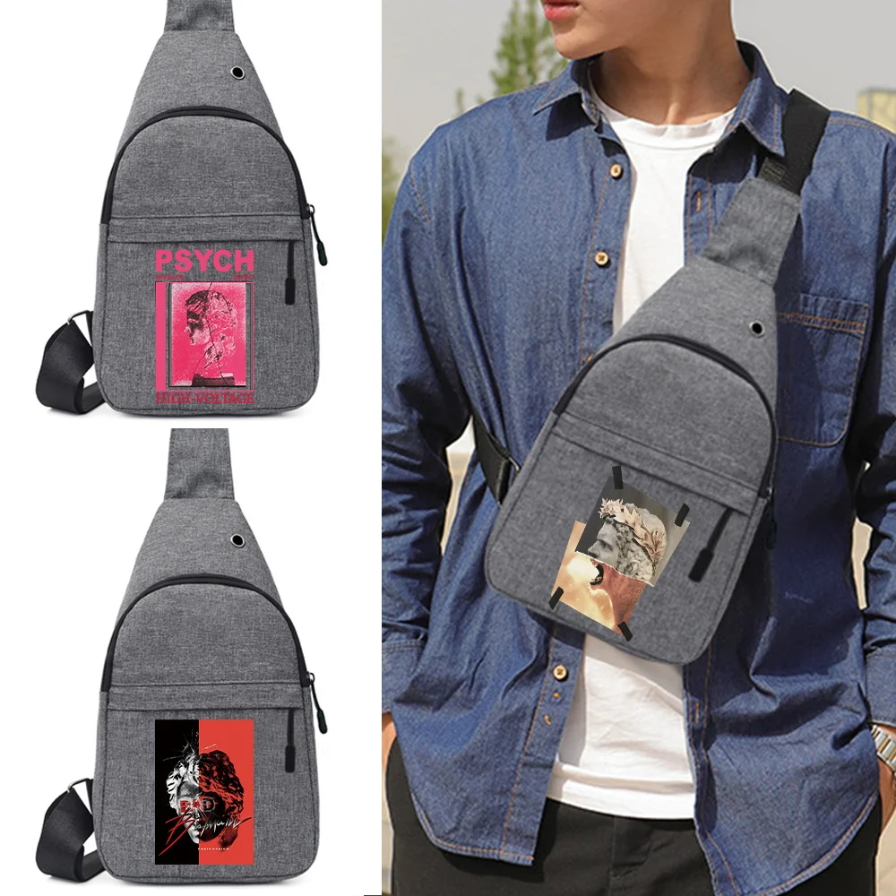 

Men's Chest Bag Shoulder Messenger Bag Casual Canvas Travel Bag Waist Bag Multifunctional Sculpture Print Storage Bag Coin Purse