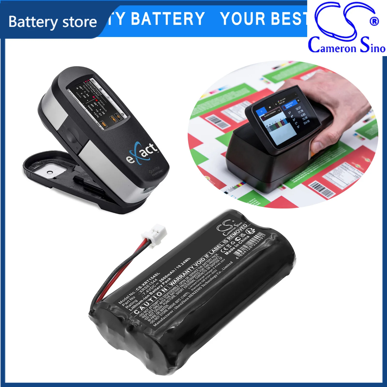 Cameron Sino 7.4V 2600mAh Replacement Battery for X-Rite XRSE1544 EXact Basic Advance Stander SE15-44 SE15-46