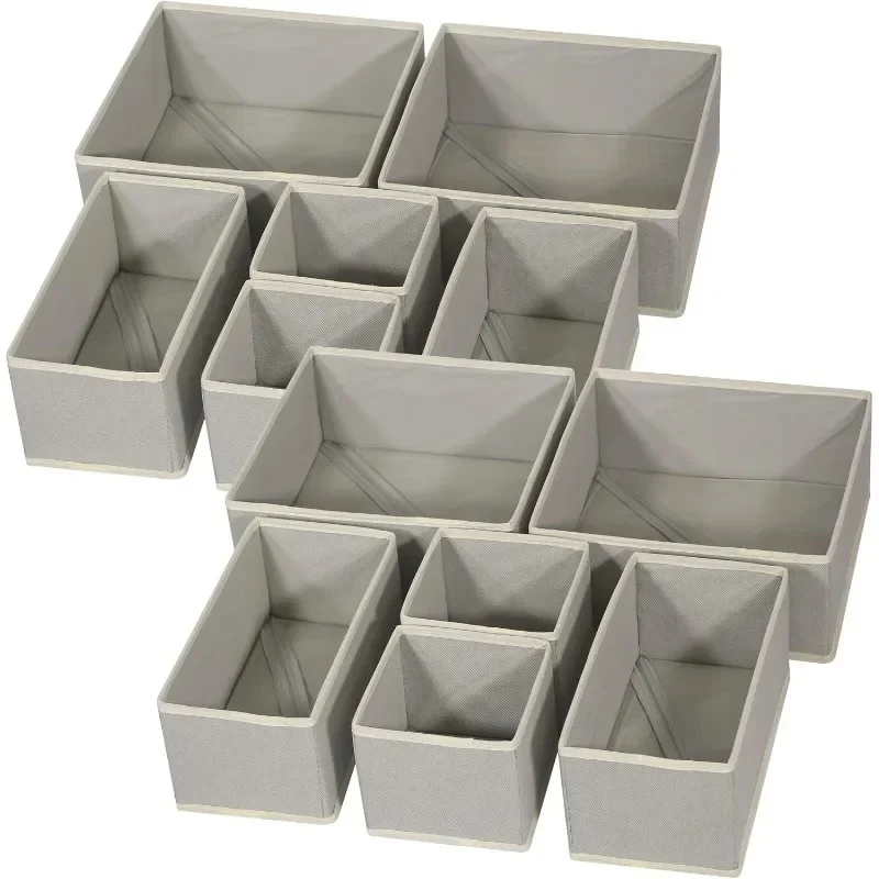 

Foldable Cloth Storage Bin Organizer for Baby Clothes - 12 Pack Fabric Baskets for Closet and Drawer Dividers