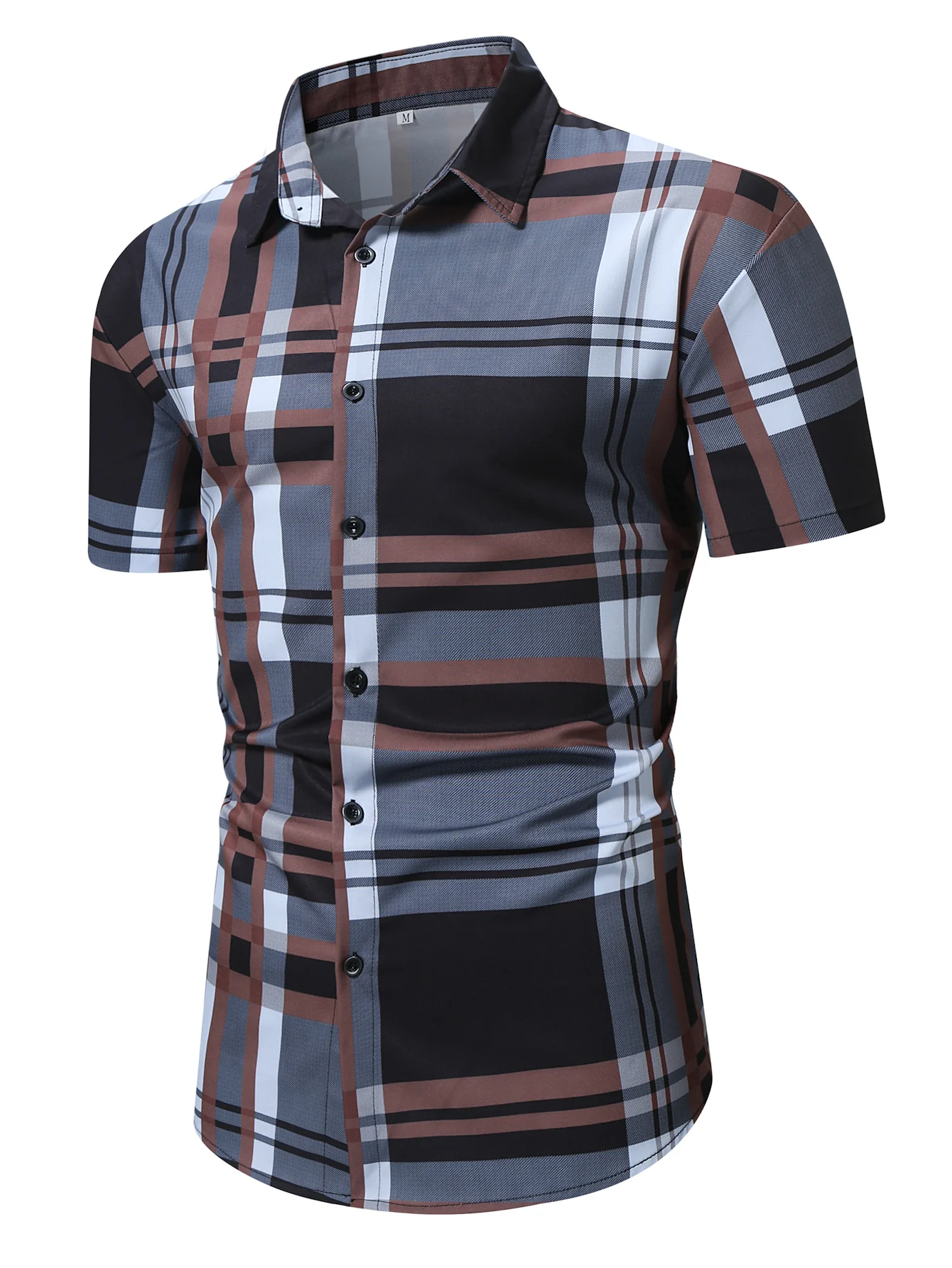 Men\'s Summer Short Sleeve Printed Shirt Thin Plaid shirt  Men\'s Clothing Business Casual Shirt