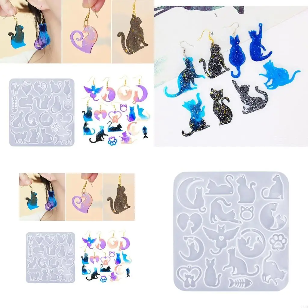 Fashionable Earring Silicone Mold Jewelry Making Molds Cats Crafting Molds Suitable for Parties and Daily Wear