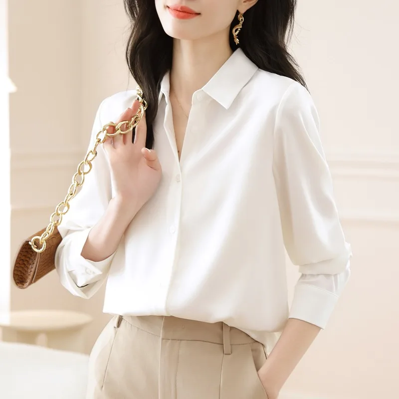 

Vintage Women's Blouses Solid Casual Shirts Fashion Loose Summer Clothing Long Sleeved Korean Chiffon Women Tops