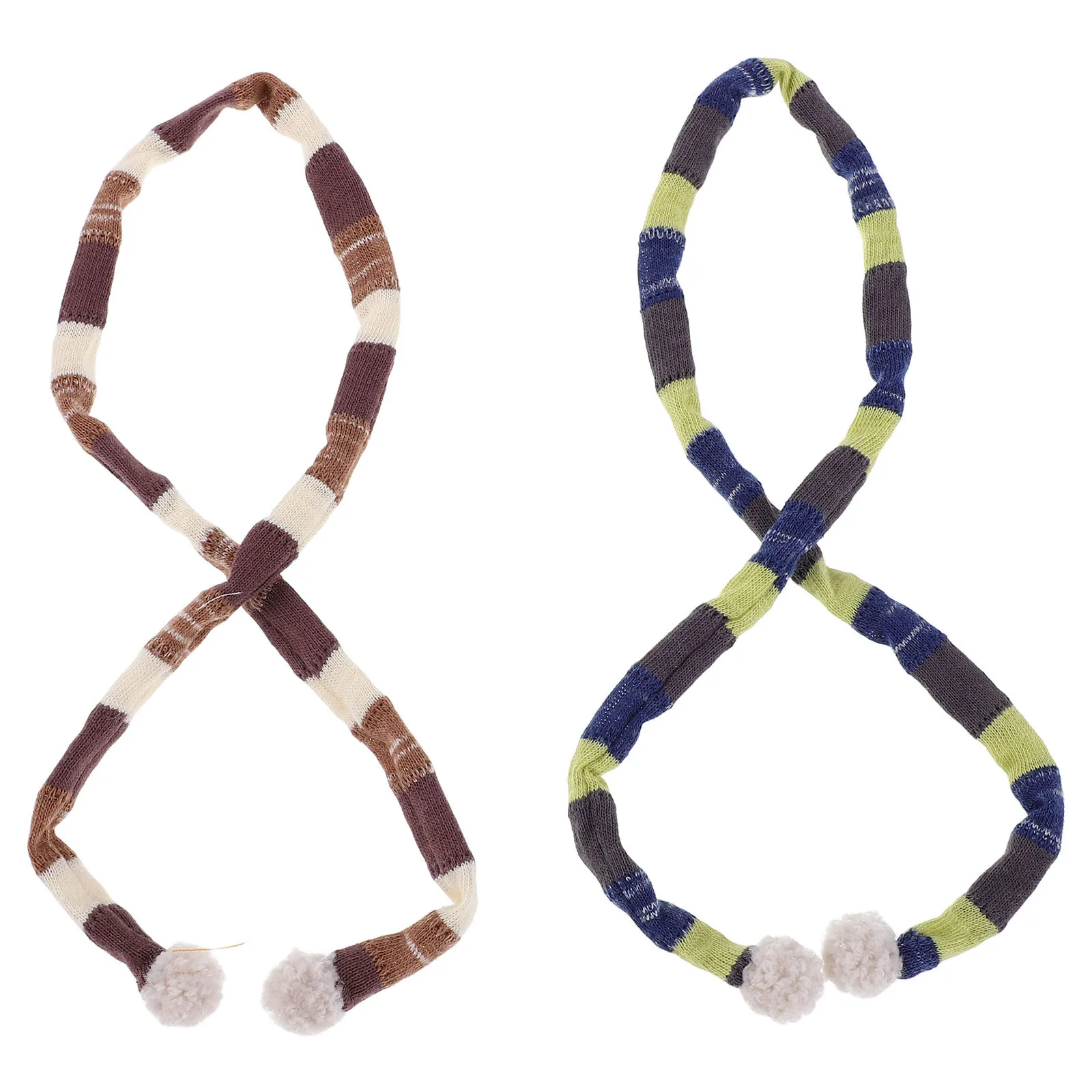 

2 Pcs Scarf Winter Knitted Decorative Mini Scarves Ornaments Accessories Decoration