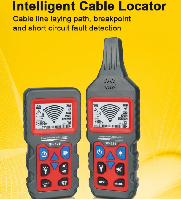 NF-826Underground cable testing, breakpoints and short circuits Fault detection of line direction in walls, breakpoints, short c