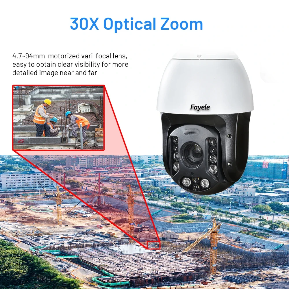 Câmera de segurança dome ptz de alta velocidade, 6 polegadas, 5mp, poe, áudio bidirecional, luz das estrelas, ir 300m, detecção de veículo humanóide, rastreamento automático, câmera ip