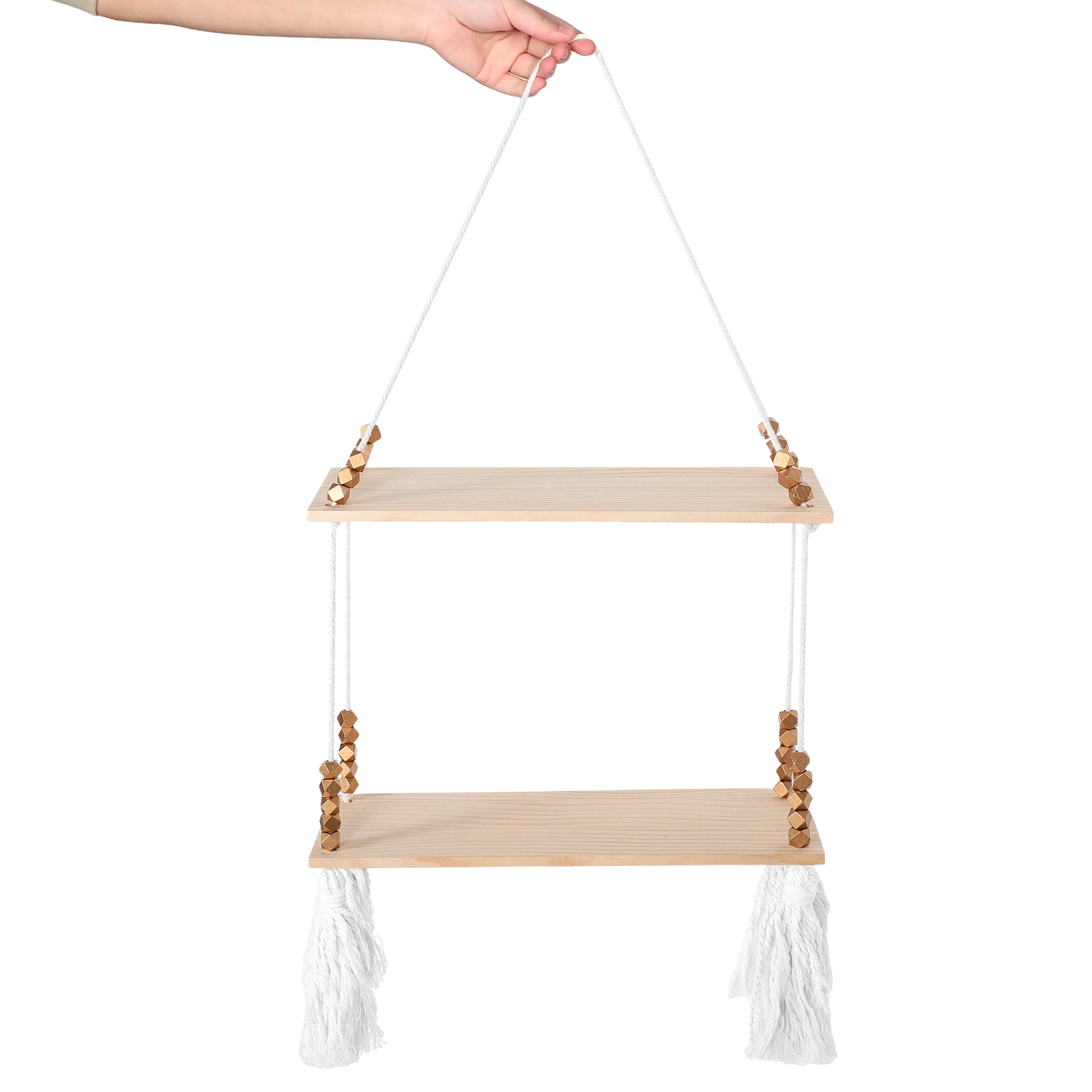 

Boho Wall Shelf Tapestry Rack Hanging Plant Flower Pot Holder Macrame Decor Wooden Board Bedroom Bathroom Storage