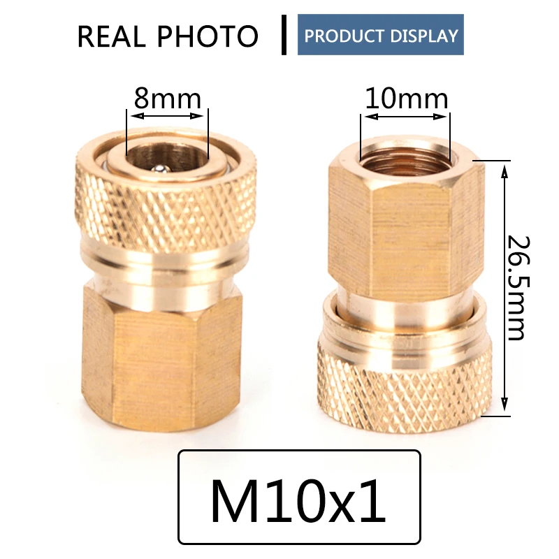 8 mm Luftnachfüll-Kupplungsbuchsen, Kupferbeschläge, normaler Stil, M10 x 1-Gewinde, weiblich, Schnellspanner, Trennen, 40 MPa, 3 Stück/Set