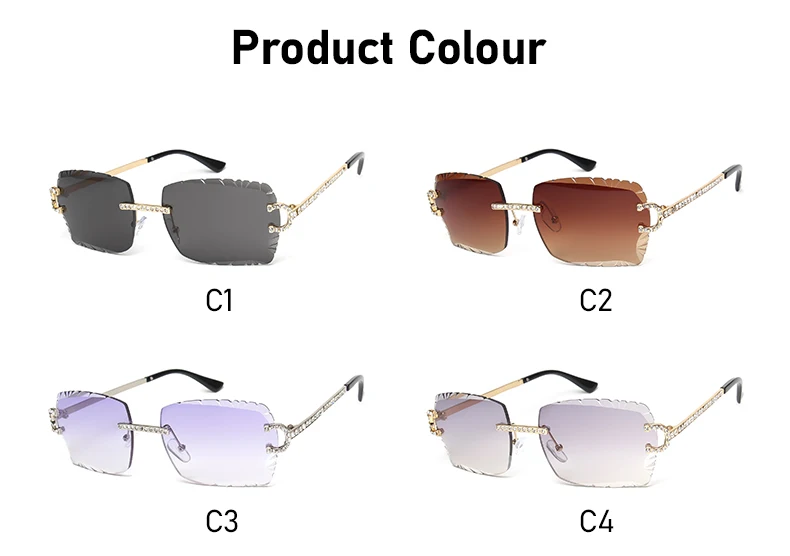 KENBO Quadratische randlose Edelstein-Sonnenbrille, trendige Sonnenbrille mit Farbverlauf für Damen und Herren, Retro-Sonnenbrille mit rahmenlosem Diamantschliff – Detail 16