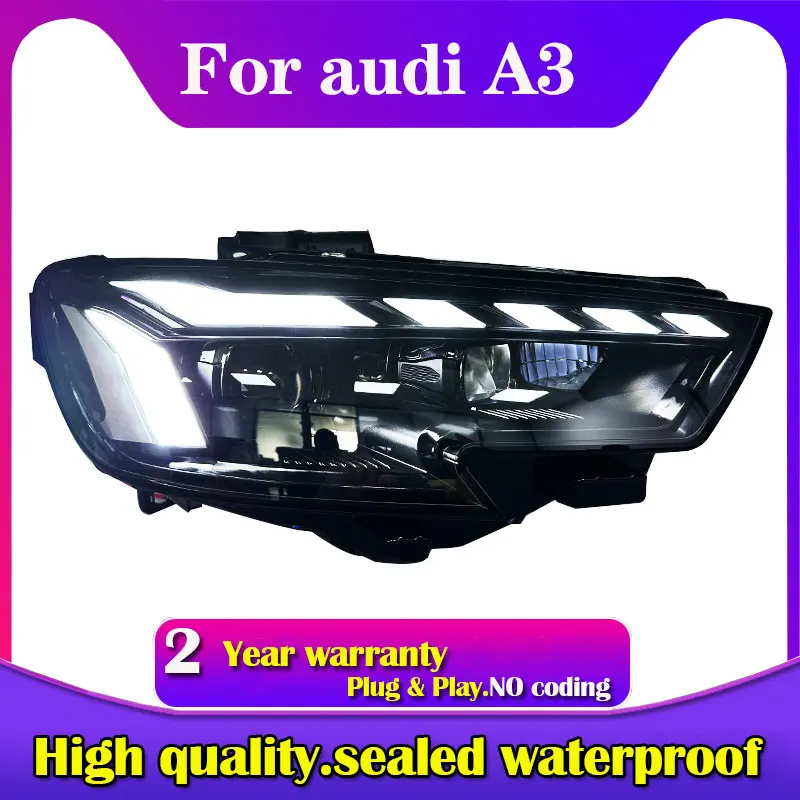 

Car Lights for Audi A3 LED Headlights 2017-2020 A3 8V Head Lamp Dynamic Turn Signal DRL Projector Lens Automotive Accessories