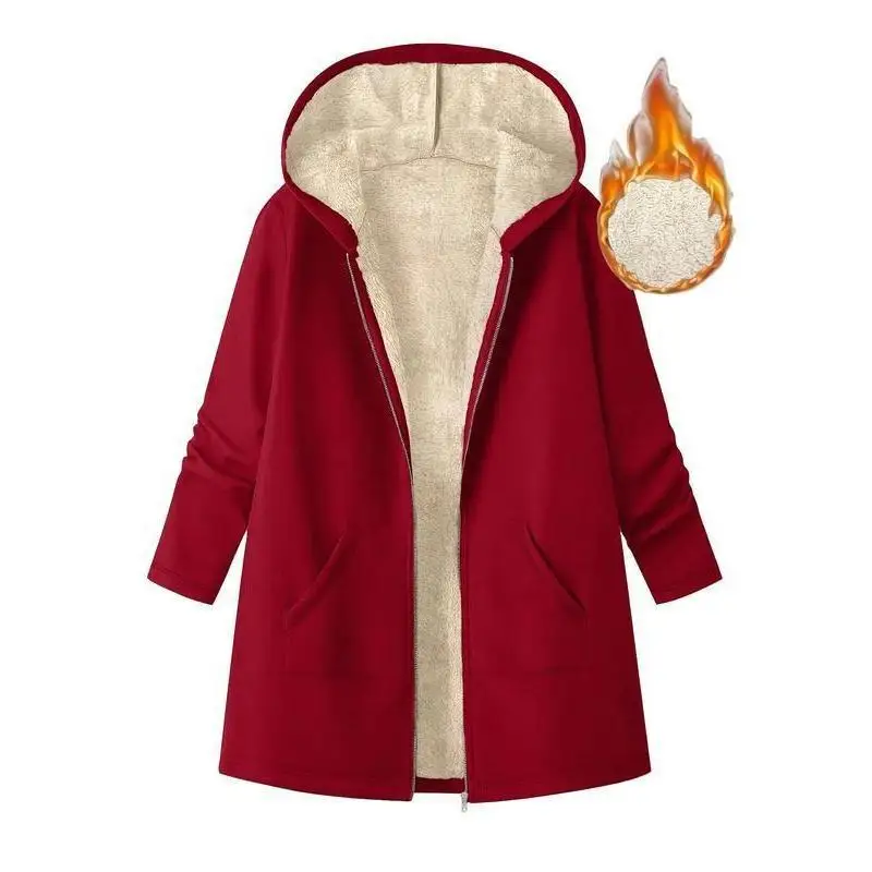 

Oversized Hooded Coat Large Size Women's Jacket with Hood Winter Outerwear Pear Shaped Body Type Suitable Other Material 100%