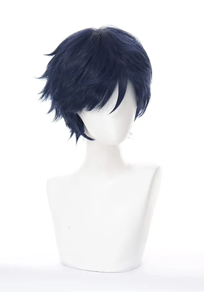 Cosplay Wig Short Dark Blue Heat Resistant Anime Full Synthetic Hair