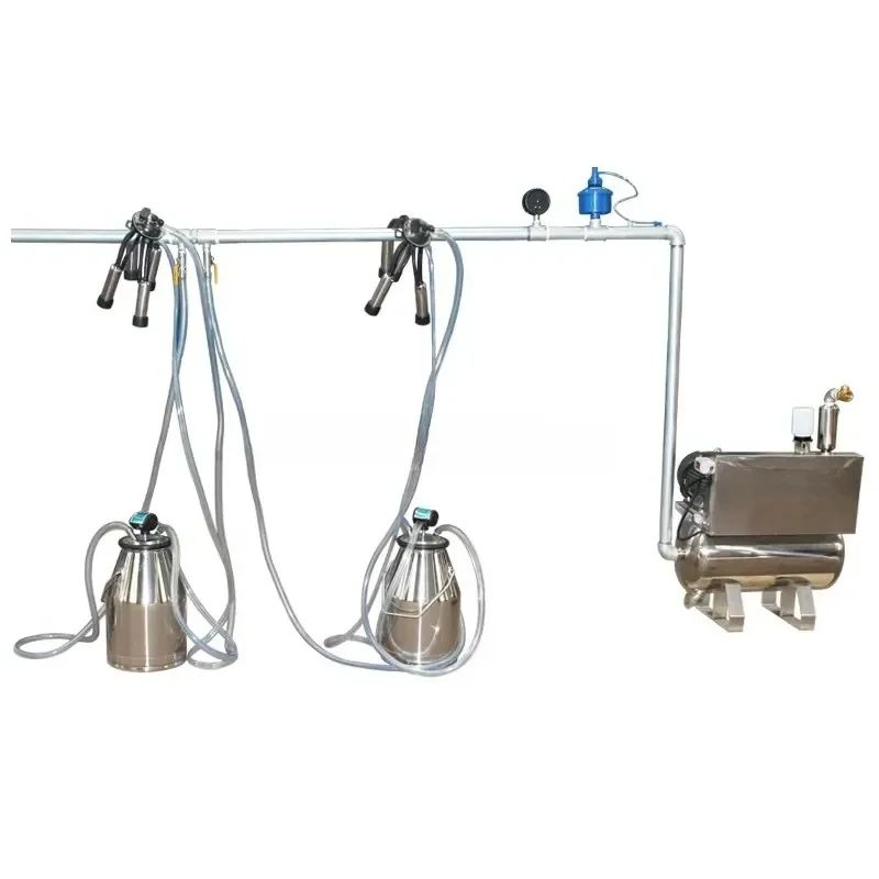 Cow and Goat Milking Machine with 12pcs Buckets Bucket Type Vacuum Pump Design Core Motor Component