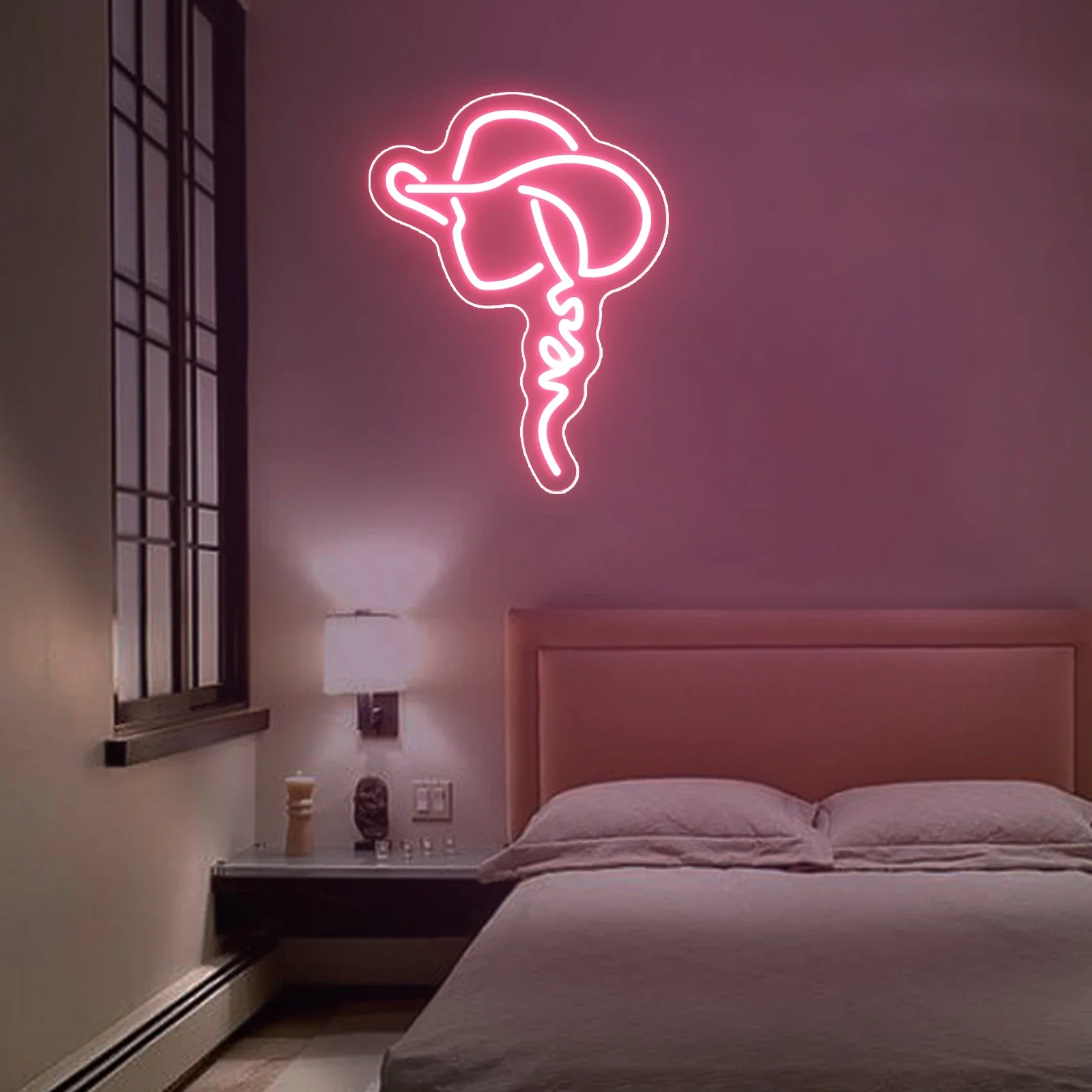 Cowgirl lampu Neon anak perempuan Barat kamar tidur seni dinding estetika gantung kustom apartemen kampus lampu LED dipersonalisasi hadiah lampu Neon