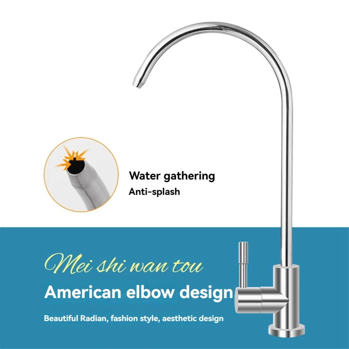 

N04R1/4inch Kitchen Sink Faucet Tap Chrome Reverse Osmosis Drinking Water Filter Rotation Faucet Fast Connection