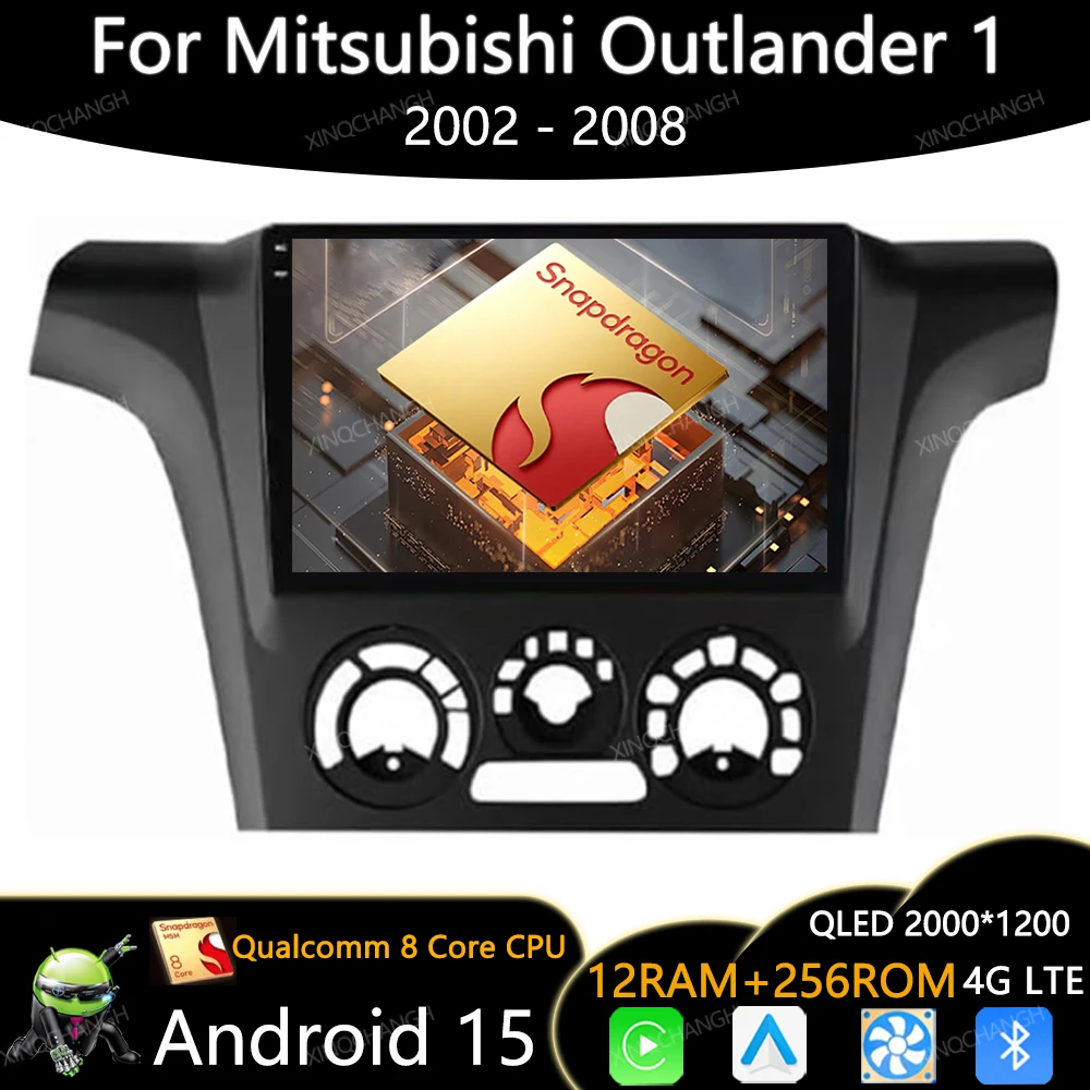 Android 15 Car Radio For Mitsubishi Outlander 1 2002 - 2008 GPS QLED 4G WIFI 2DIN Carplay Auto Multimedia Video Player Qualcomm