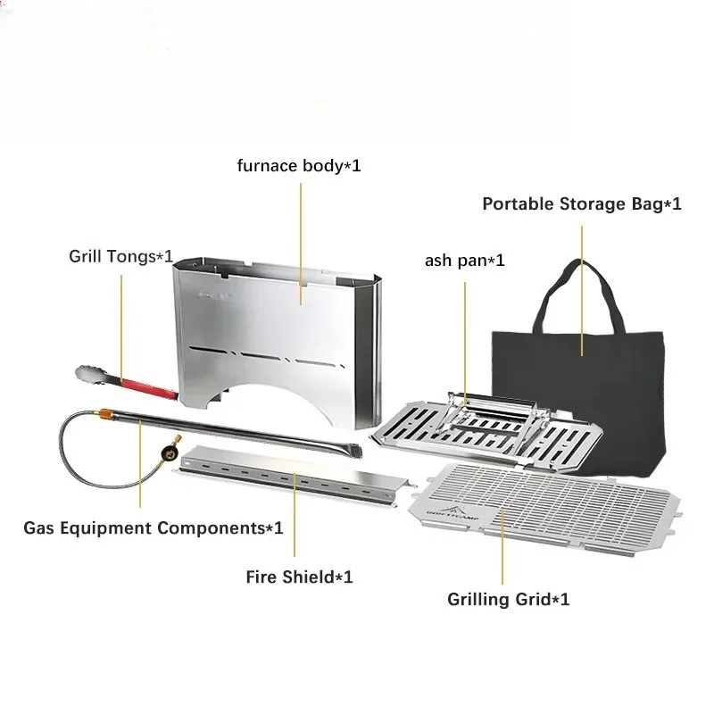 Barbecue grill, cooking, quick steel integrated structure, camping, for 2 people