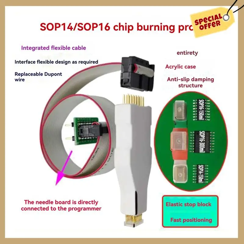 チップ ダウンロード 書き込み書き込みケーブル チップ ダウンロード 書き込みケーブル SOP16-150Mi プローブ スプリング ニードル フラッシュ Eeprom チップ バーナー ケーブル
