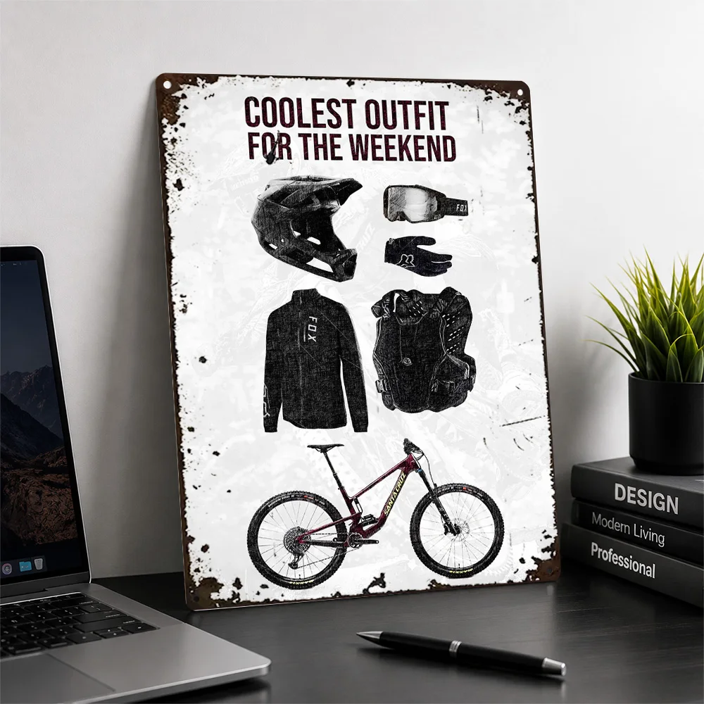 Cycling Outfit Weekend Quote Textured Metal Poster Graphic Wall Art For Garage Customized Aluminum Sign Outdoor Enthusiast Gift