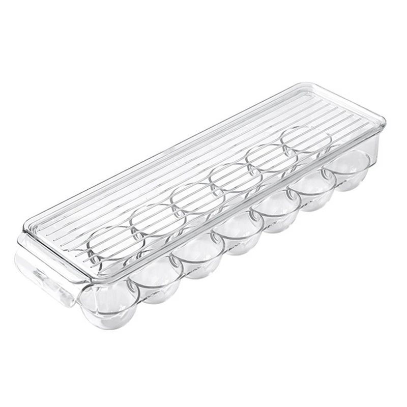 

Clear Plastic Egg Holder - 14 Egg Tray Holder - Free Fridge Organizer With Lid, Refrigerator Storage Container Durable 37 X 11Cm